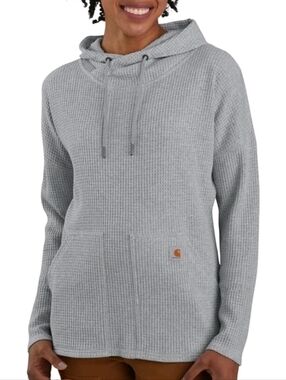 Carhartt Women's Relaxed Fit Heavyweight Long Sleeve Hooded Thermal Gray Shirt L
